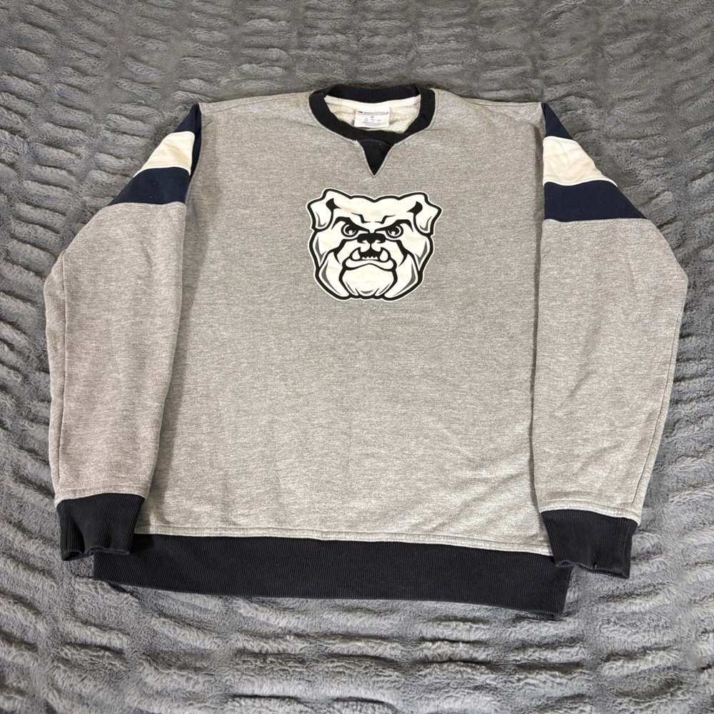Champion Mens Gray Bulldog Graphic Crewneck Sweatshirt Colorblock Size M AT328